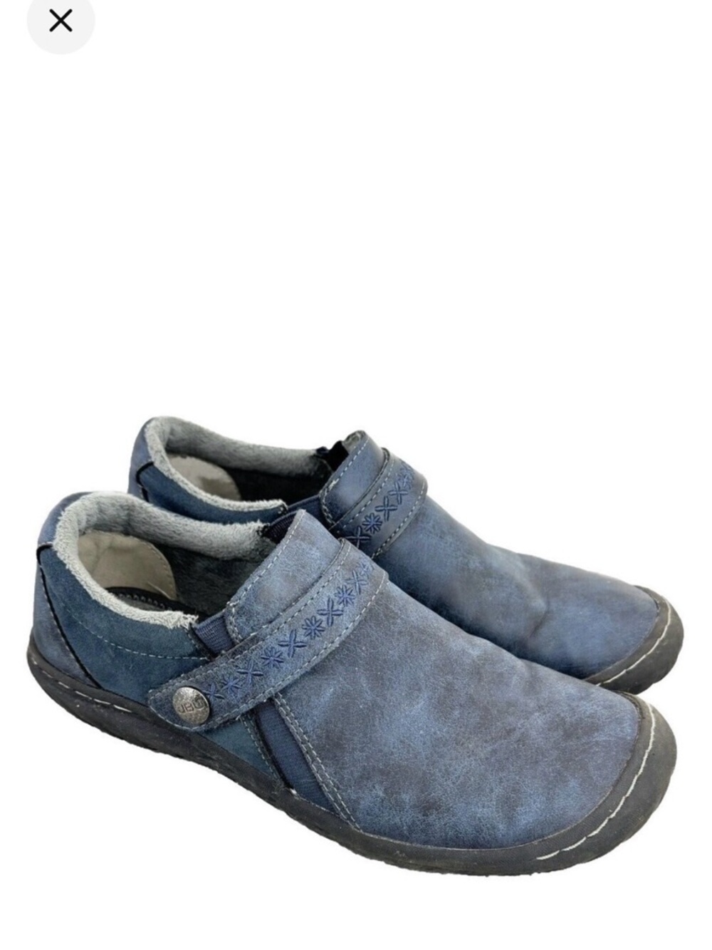 Jambu Moccasin Shoes W 7 Blue Blakely Encore Adjustable Memory Foam Plush Lined